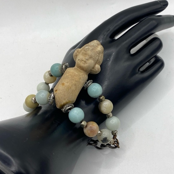 Vintage German Bisque Baby Doll Bracelet with Calcite Stones - Picture 6 of 11